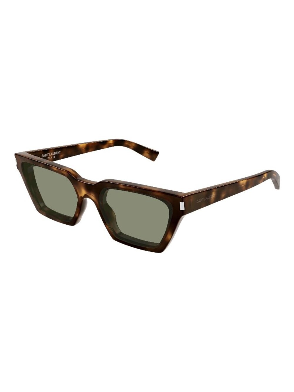 New Saint Laurent Women's Sunglasses Havana Square Green Lens Acetate Frame SL